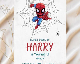 Spidey and Friends Birthday Invitation: Editable Canva Template (Digital Download