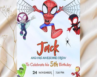 Spidey And His Amazing Friends Birthday Invitation Spidey Invitation Spidey Party Spidey And Friends Boy Invite EDITABLE Instant Digital