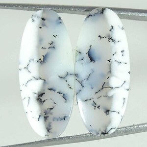 Natürliches Dendrit-Opal Cabochon-Paar, ovale lose Edelsteine, 19.90Cts