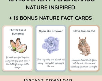 Printable Nature Movement Flashcards for Kids | Instant Download | Mindful Movement Activities | Homeschool, Therapy & Calm Corner
