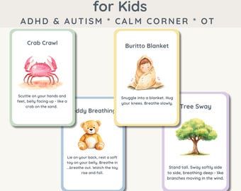 Sensory Regulation Flashcards, ADHD & Autism Calming Activities (Printable)