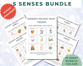 Christmas 5 Senses Scavenger Hunt | Holiday Sensory Activities (Printable PDF)