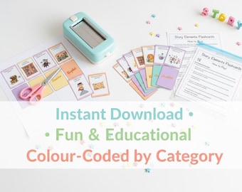 Story Elements Flashcards, Reading Comprehension Cards, Homeschool ELA Resource, Elementary Teacher Printable PDF