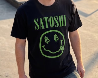 Satoshi Smiley Doodle in Neon Green, Classic Bitcoin T-Shirt