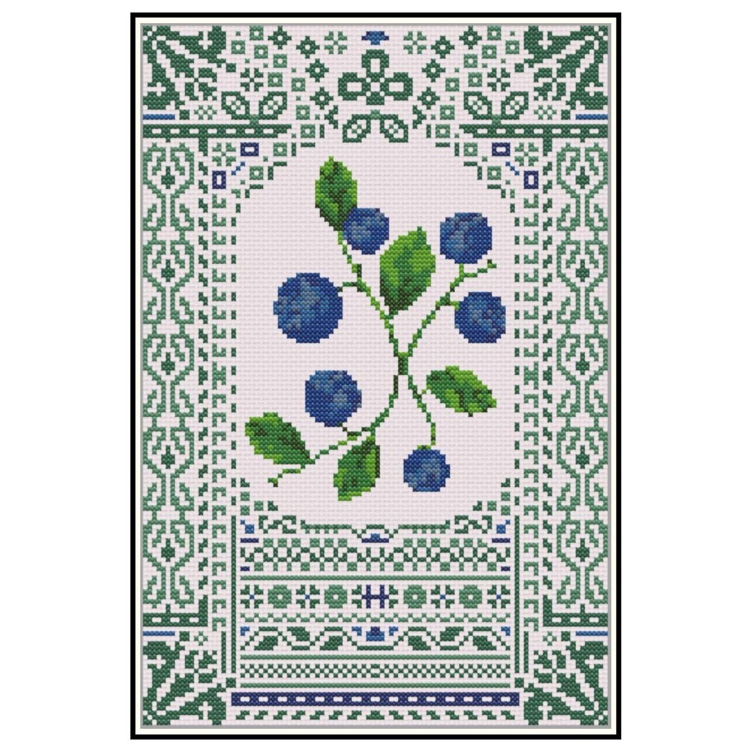 Blueberry Sampler (large) - Cross Stitch Pattern - Etsy