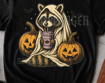Creepin It Real Spooky Shirt, Raccoon Pumpkins Meme Tee, Satirical Halloween Graphic, Spooky Fall Gift, Humorous Ghost Shirt