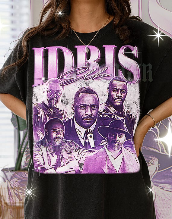 Idris Elba Shirt, 90s Vintage Retro Bootleg Idris Elba T-Shirt, British Actor Graphic Tee, Action Star Fan Apparel