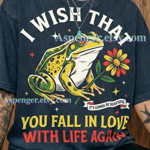 Fall In Love With Life Again Frog Comfort Colors® Tshirt, Beautiful Tees, Retro 90S Graphic Style Faded Sweater, Y2K Tanktop, Gift