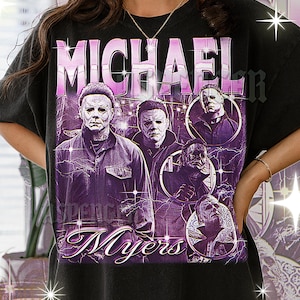 Michael Myers Shirt, 90s Vintage Retro Bootleg The Shape T-Shirt, Horror Movie Villain Tee, Slasher Mask Graphic Fan Shirt