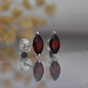 Granat Marquise Örhängen 4 x 8 mm Naturliga Granat Silver Örhängen Eleganta Örhängen Förlovningspresenter Födelsestenspresent Födelsedagspresent Till Henne
