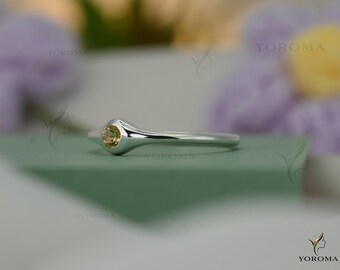 Citrin Birthstone Ring 3mm Rund Natürliche Citrin Minimalist Ring Stapelbar Ring Birthstone Geschenk Zierliche Jeden Tag Tragen Silber Ring Geschenk Sie