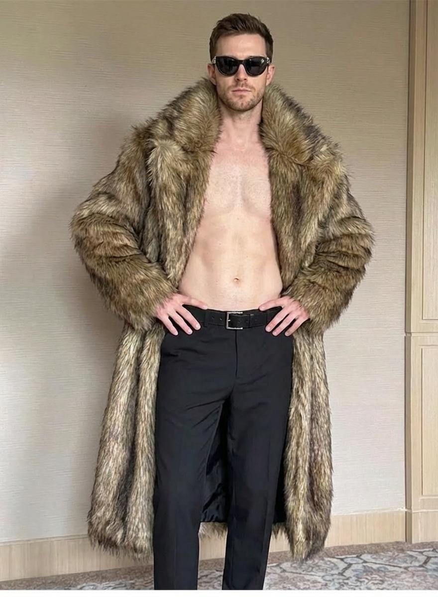 Manteau Homme En Fausse Fourrure Marron - Chaud Et épais Pour L'hiver - Coupe élégante Décontractée - Taille Standard