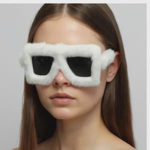 Festival Furry Sunglasses for Women | Rave Goggles Y2K Style | Fluffy Retro Shades for Coachella & Parties