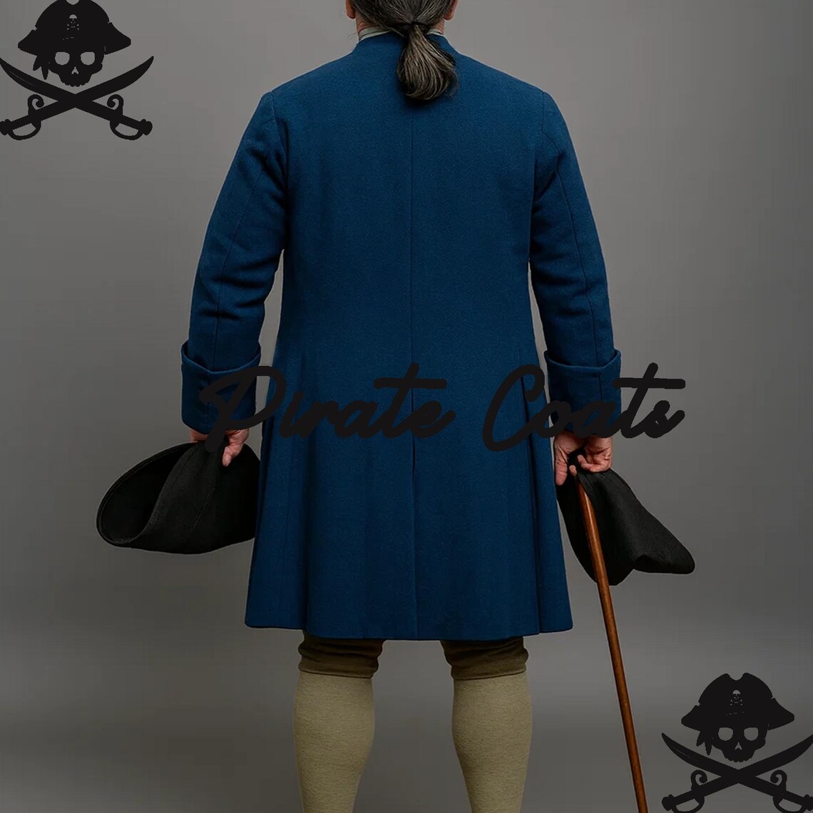 Men’s 18th Century Colonial Frock Coat – Victorian Reenactment Navy ...