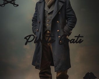 18th Century Frock Coat: Victorian Gothic Costume, Regency Black Wool Steampunk Overcoat, Trench Coat
