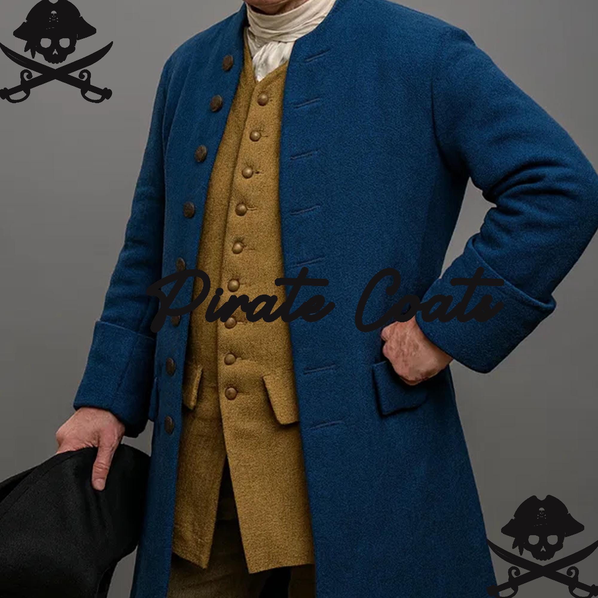 Men’s 18th Century Colonial Frock Coat – Victorian Reenactment Navy ...