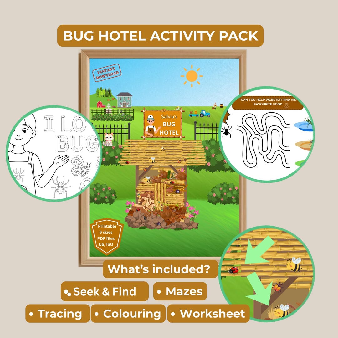Bug Hotel Seek and Find Kids Poster - Printable Insect Activity ...