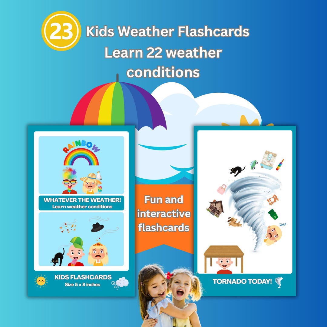 23 Weather Flashcards for Kids, Printable Children Educational Home ...