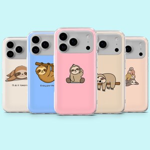 Sloth Phone Case Lazy Animal Minimal Cover for iPhone 17, 16, 15, 14, 13, 12 Samsung S26, S25, S24, A57, A17 Pixel 10Pro XL, 9Pro 8A