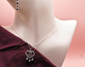 Fijnzilveren filigraan Blessing Lock-ketting 999 - Auspicious Cloud-hanger