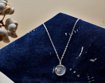 999 fijne zilveren ginkgobladketting • Parelmoerhanger, botanische sieraden