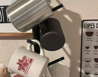 Rotating Wooden Mug Tree, Countertop Coffee Cup Holder