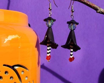 Wicked Witch earrings with silver ear wires.