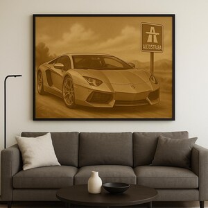 Lamborghini Poster – Classic Supercar Wall Art, Vintage Automotive Printable Decor, Digital Download