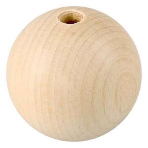 Houten ballen met boorgat gemaakt van beukenhout diameter 60 mm doorgeboord 10 mm