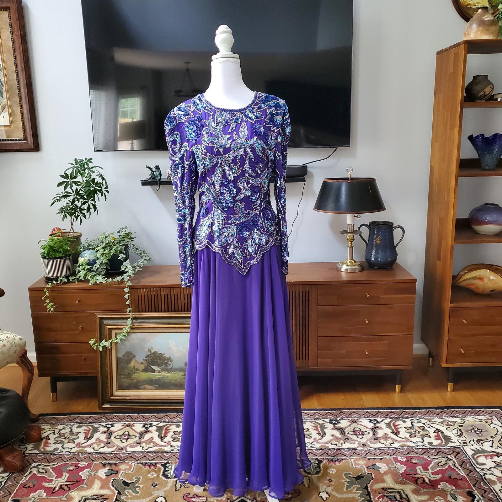 white christmas dresses Long Sleeve Illusion Floral Beaded Midi Dress In Midnight main image 1