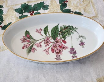 Vintage Spode Stafford Flowers Oval Open Casserole Weigela & Lavender Pattern – 1.5 Qt