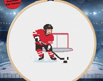Hockey Cross Stitch Pattern Sports  Decor For Boys Room
