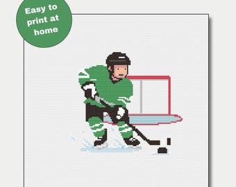Ice Hockey Cross Stitch Pattern -  Modern 2026 Winter Sports Hockey Chart - Sports Players In Action Embroidery