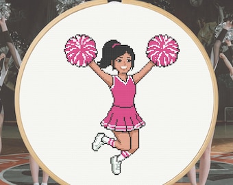 Cheer Cheerleader Cross Stitch Pattern - College Cheerleading Decor DIY - Handmade Gift for Teen Cheer Fan