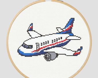 Korsstygnsmönster för flygplan - Världsresestygn - Handbroderi för kläder (PDF-nedladdning)