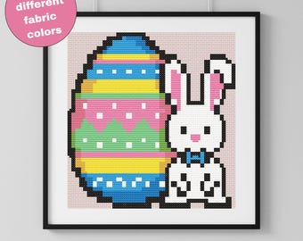 Easter Egg Cross Stitch Pattern - Hand Embroidery Bunny Design - (PDF Pattern, Pattern Keeper Compatible)