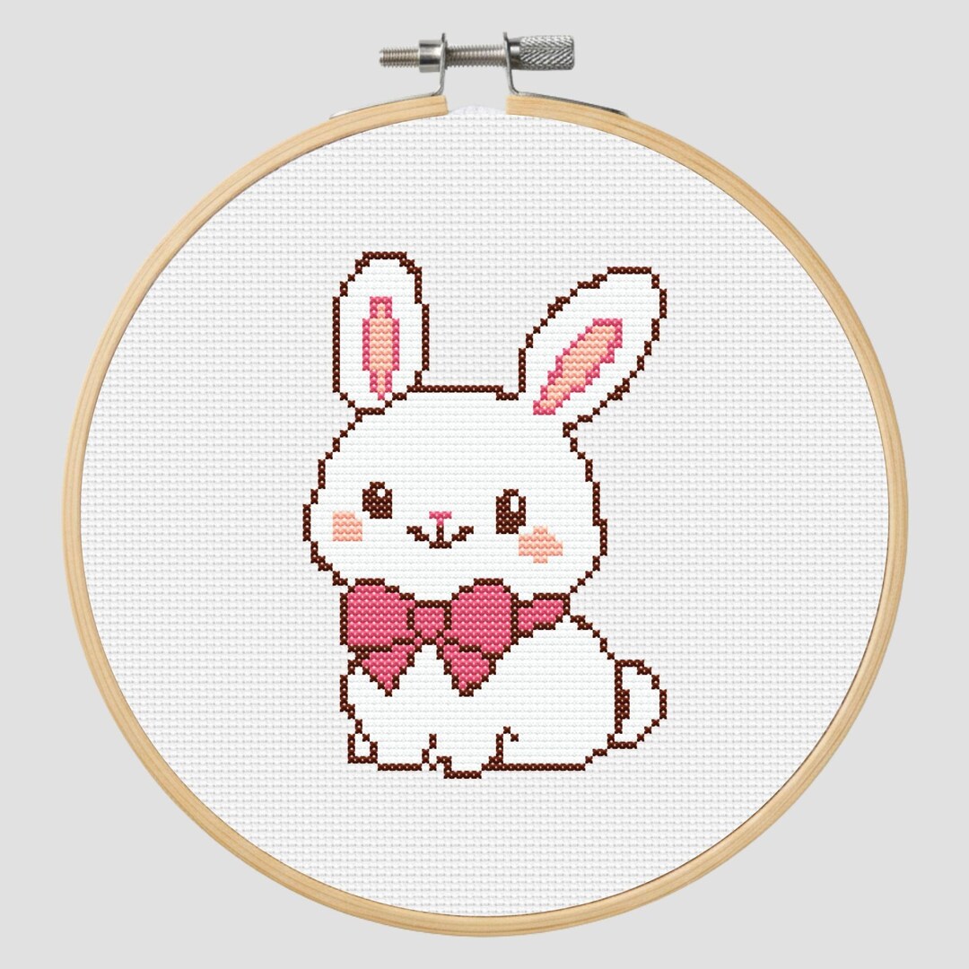 Cute Bunny Cross Stitch Pattern PDF – Rabbit Embroidery Design – Spring ...