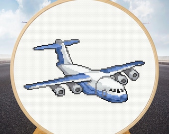 Cargo Airplane Cross Stitch Pattern - Gift for Aviation Lover - Travel Theme Room Decor - Airplane Pattern PDF