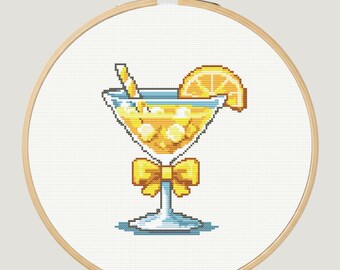 Drink Cross Stitch Pattern Cocktail Cross Stitch Pattern Bar Wall Art Digital Download