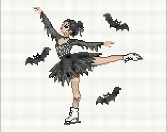 Goth Ballerina Cross Stitch Pattern - Gift for Dancers, Figure Skaters and Halloween Ideas