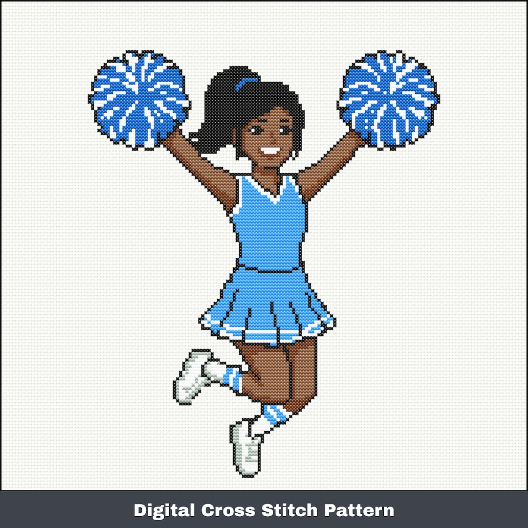 Teenage Cheerleader Cross Stitch Pattern - Girl Cheerleading Hand ...