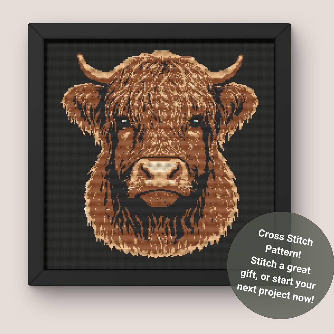 Highland Cow Cross Stitch Pattern Modern Hand Embroidery Patterns ...