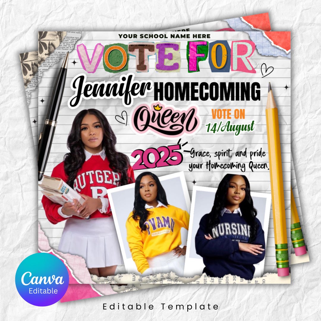 Homecoming Queen Flyer | HOCO Flyer | Homecoming Campaign Flyer | Vote ...