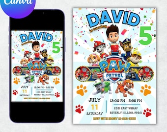 Editable Birthday Invitation Template, Printable Birthday Party Invitation, Digital Kids Party Invite Template Evite Bday Card