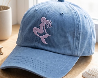 Gorra de béisbol de sirena bordada, gorra de béisbol de diseño pequeño, gorra personalizada para vacaciones de primavera