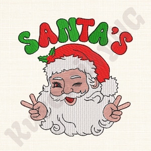 Retro Santa Claus Face Embroidery Design (Digital Download)