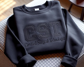 Embroidered Floral CST Sweatshirt, Surgical Tech Crewneck