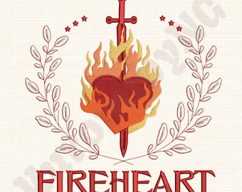 Fireheart Embroidery Design, Throne Of Glass Booktok Merch (Digital Download)