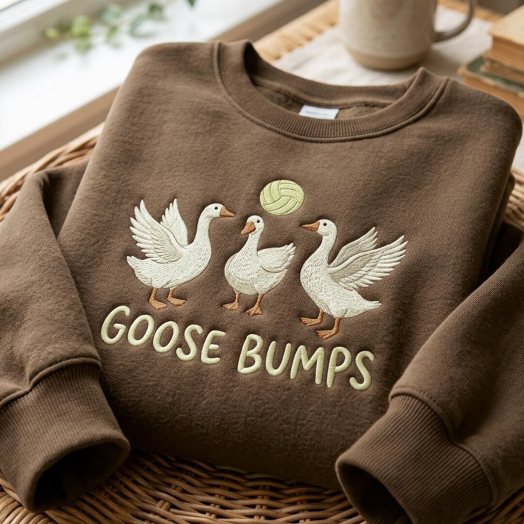 Embroidered Goose Bumps Volleyball Sweatshirt, Funny Goose Team Apparel ...