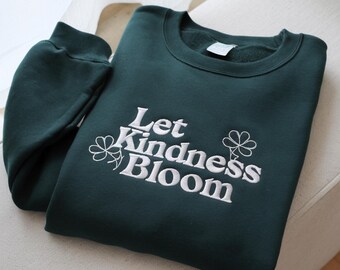 Embroidered Kindness Bloom Sweatshirt, Retro Floral Mental Health Shirt